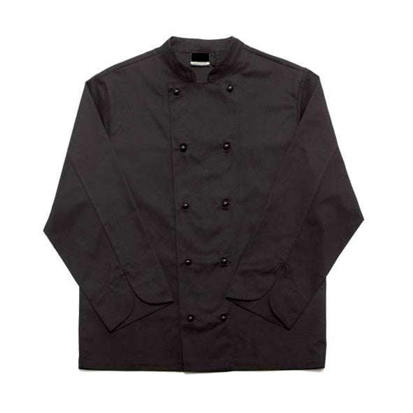 Chefs Jacket - Long Sleeve Black with Popper Buttons