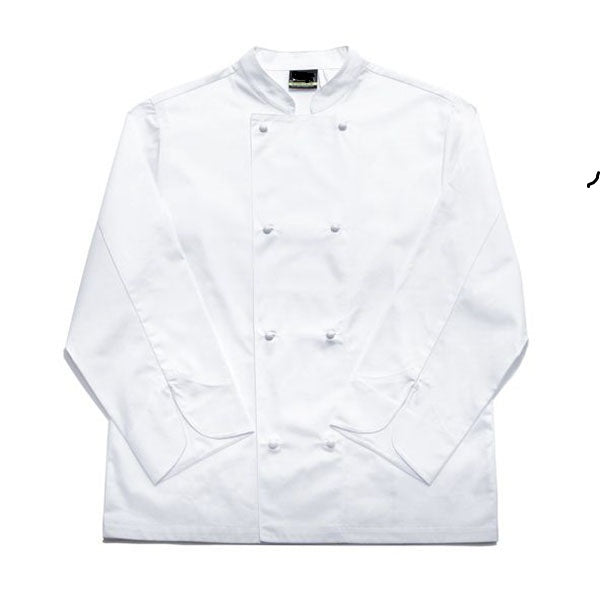 Chefs Jacket - Long Sleeve White with Popper Buttons